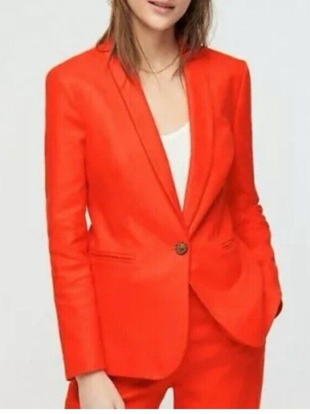 J. Crew Women's Parke Orange Linen Cotton Blend Blazer 2